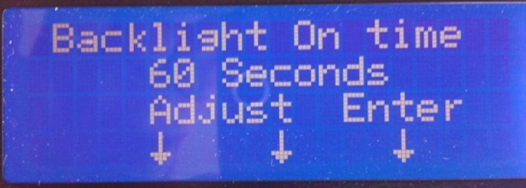 backlight will remain on following a button press. The default On time duration is 30 seconds.