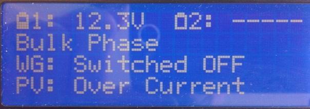 When the condition subsides the normal display is automatically resumed except in the case of PV over current.