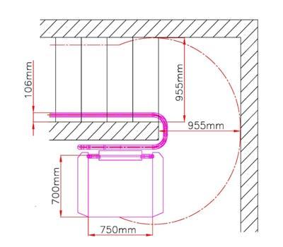 Platform size Directly wall mounted Special posts (40x80mm) Standard posts (60x60mm) 650x750mm 914mm 954mm 974mm 700x750mm 955mm 995mm 1015mm 750x850mm 1031mm 1071mm 1091mm 800x900mm 1079mm 1019mm