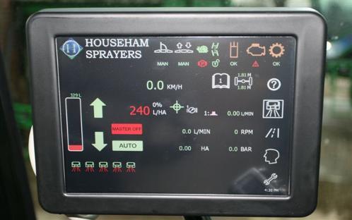 All of the sprayer s functions are controlled via the Househam Sprayers touch screen display