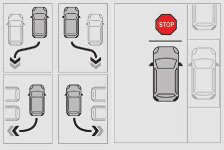 Parking space search F You should drive at a distance of between 0.50 m and 1.50 m from the row of parked vehicles, without ever exceeding 19 mph (30 km/h), until the system finds an available space.