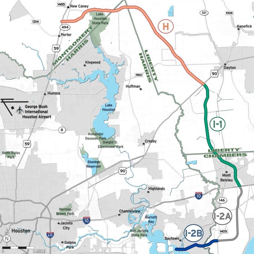 SH 99 Segments H&I Design-Build SCOPE: Segments H and I-1 (37.5 miles) I-69/US 59 to I-10E New 2 to 4 toll lane facility Segment I-2A (8.