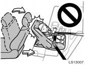 LS13006a CAUTION If you must install a rear- facing child restraint system on the right front passenger seat (bench seat) or front passenger seat (separate seats), make sure that the front passenger