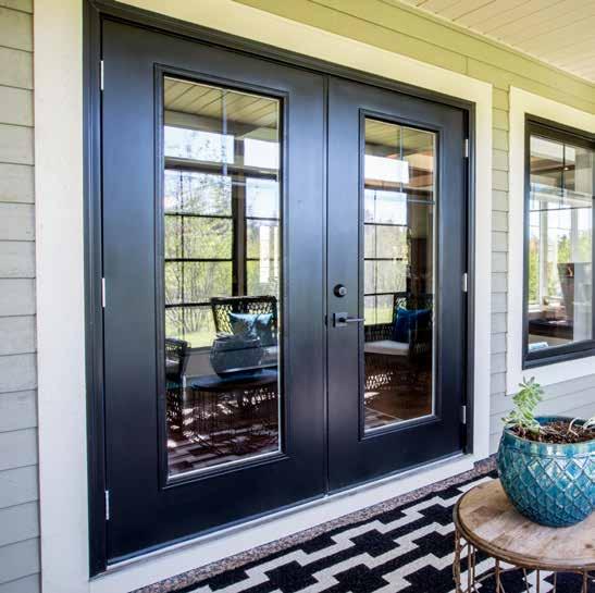 AVAILABLE OPTIONS Locking handles, footlock, security bar and dual-point locking system. ESTATE PATIO DOOR Shown with three-sided 3½ vinyl exterior trim with sill.