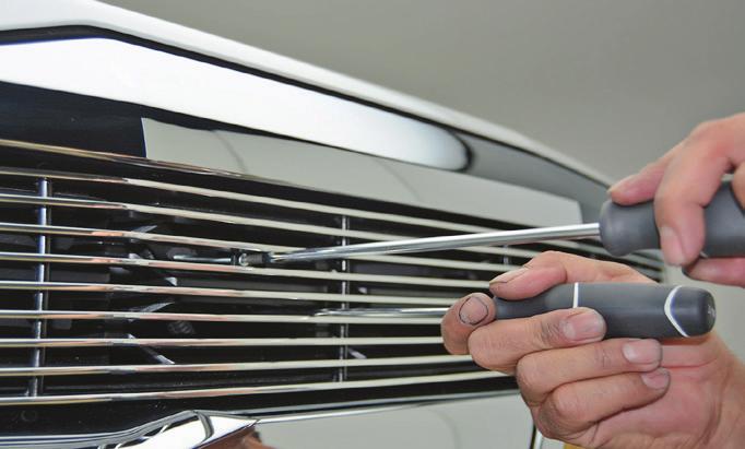 overlay the grille and fit it into place.