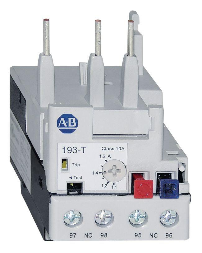 Bulletin 193T1 Bimetallic Overload Relays Overload protection trip class 10 / 10A Phase loss protection Ambient temperature compensation Auxiliary contacts (1 N.O. and 1 N.C.