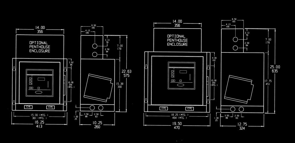 GROUP 1 (Cabinet dimensions shown are in inches/millimeters.