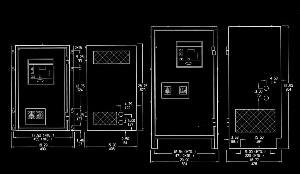 GROUP 2 (Cabinet dimensions shown are in inches/millimeters.