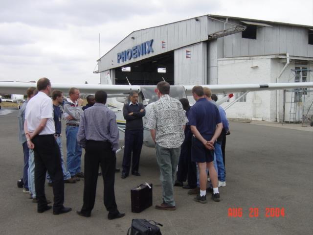 Conductiing product briefing on the ramp at Wilson Airport, Nairobi, Kenya Inspecting the aircraft
