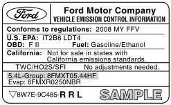 Note: Do NOT alter or remove the original VECI label from the vehicle. This label is required by law. Failure to heed this notice may void all warranties. Figure 1.