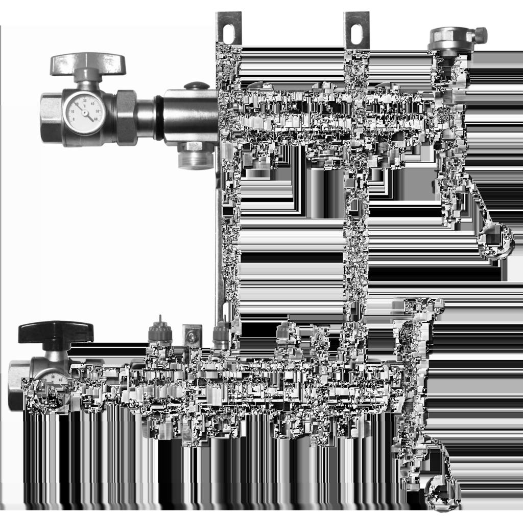 The manifold consists of a supply and return manifold. The supply manifold includes possibility for individual shut-off of each circuit and as an option also flowmeter.