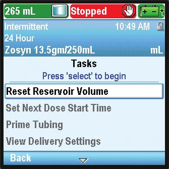 Pump Screens Menu screen Your therapy information Pump status bar. This area may show messages and alerts.