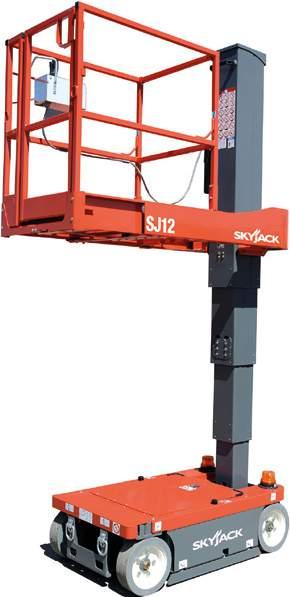 VERTICAL MAST LIFTS 4 METRE SKYJACK SJ12 Ultra compact design Low loading height Two person capacity Slide-out deck Wind rated SPECIFICATIONS BRAND Model SKYJACK SJ12 DIMENSIONAL DATA Platform Height