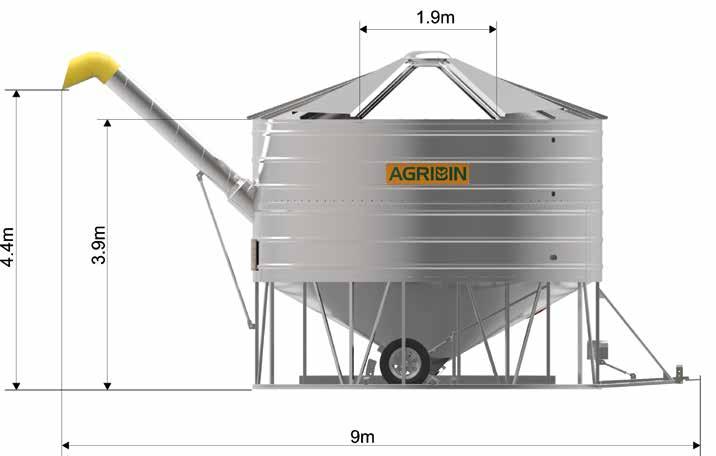 Capacity 48T Wheat (810kg/m³) 36T Barley (620kg/m³) 28T Oats