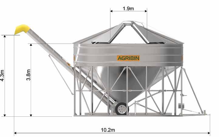 Wheat (810kg/m³) 36T Barley (620kg/m³) 28T Oats (480kg/m³) 44T Chickpeas