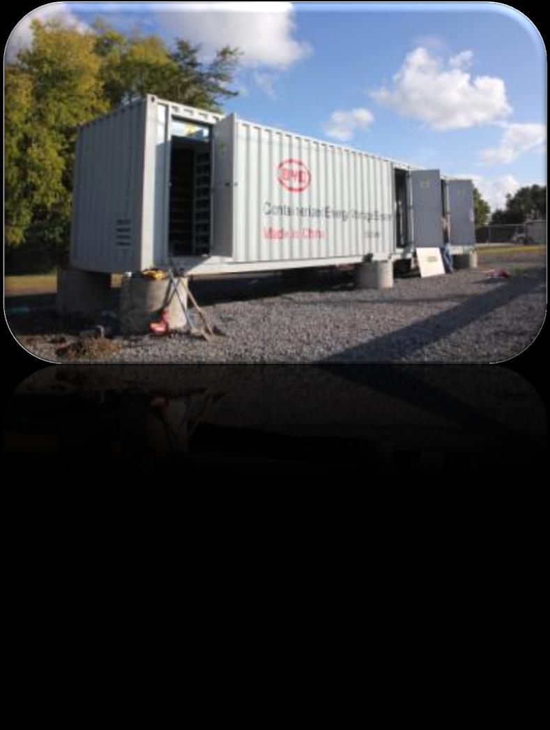 200kW/500kWh Containerized ESS in Charlotte, North Carolina, in operation since Nov 5, 2012 System Configuration: Capacity: 200kW/500kWh Voltage Level: 480V (AC60Hz) Standard 40 container 200kW