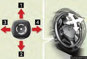 Power-adjustable type 2 3 4 Up Down Away from the driver Toward the driver The power-adjustable type steering wheel retracts