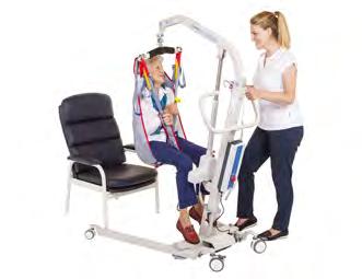 Attaching the sling to the yoke Ensure that the lifter legs are open to the maximum width and slowly position it as close to the front of the chair as possible be careful to keep the boom and yoke