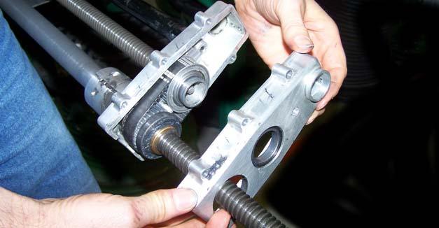Inspect the gas strut guide where the gas strut passes through the drive screw attach bracket for damage, replace if necessary.