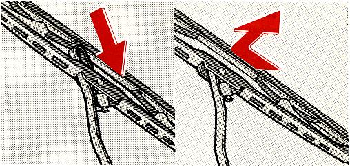 Install a view wiper blade to the wiper arm. 5. Slide the wiper blade upward fully until it locks. 6.