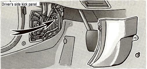 Driver s side kick panel Instrument panel 2.