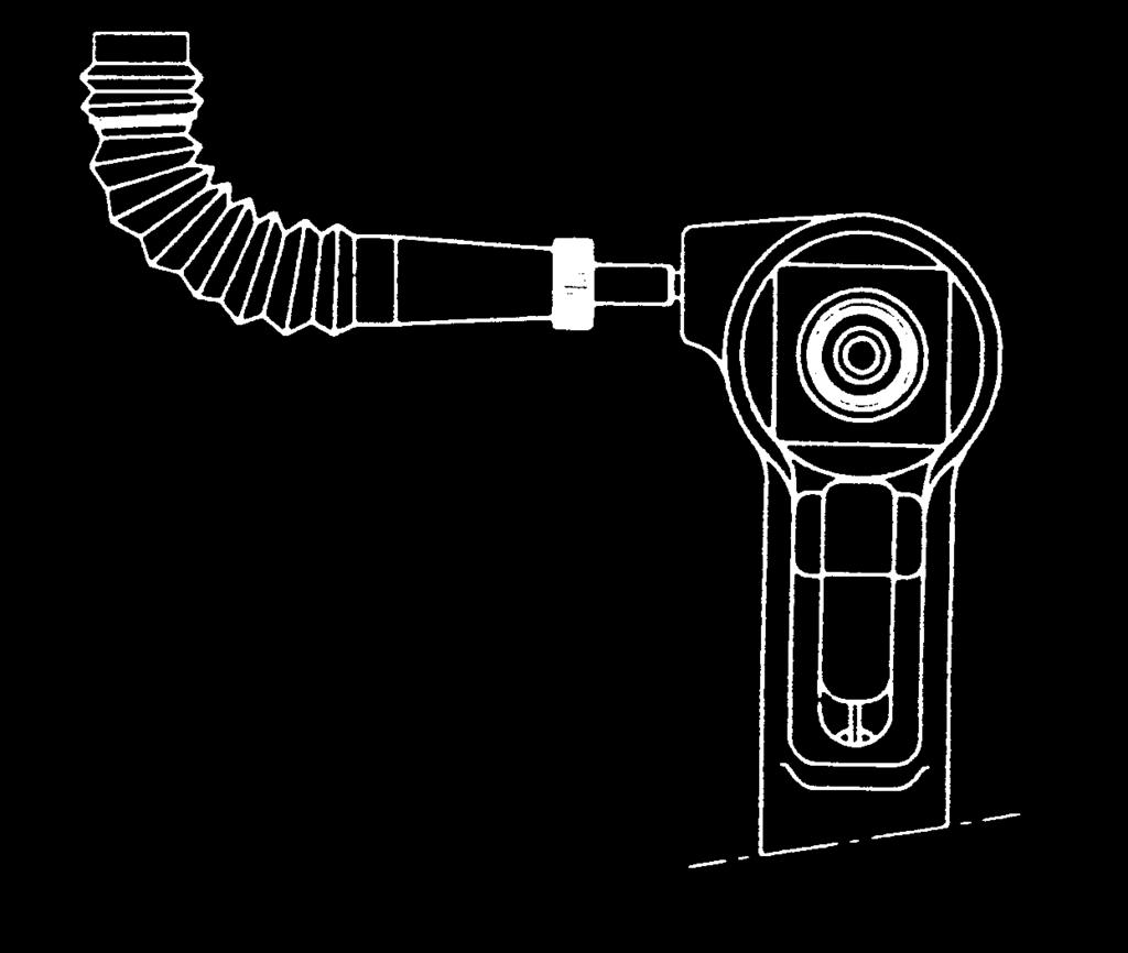FILLING AND BLEEDING PROCEDURE (CONT.) 7. Stand tool upright on bench. While actuating the trigger slowly (20-30 cycles), bend fill bottle at right angles to tool - - see FIGURE 3.4.