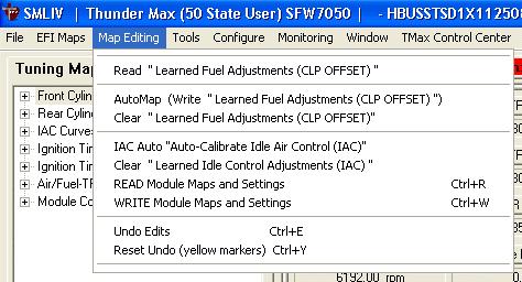 Settings], then select [Map Editing] [AutoMap (Write Learned Fuel Adjustments (CLP OFFSET)]. The flowing window will appear; choose [Read Module, Perform AutoMap, Write Module].