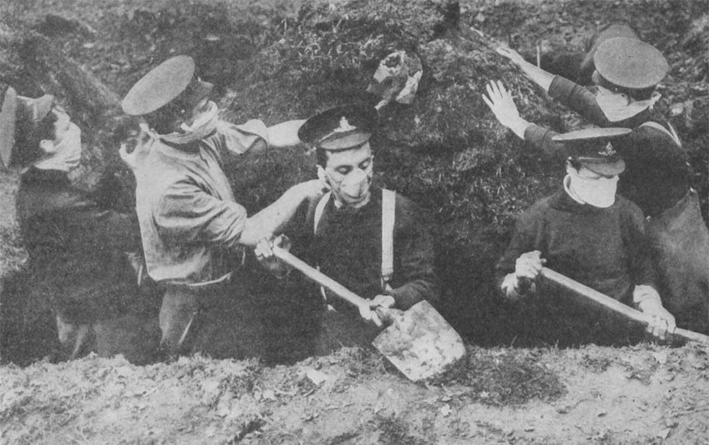 Soldiers digging trenches