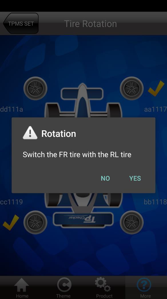 Tire Rotation Step 3. Rotation success! < e.g.