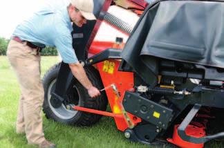 to be closely followed. If an obstacle is encountered in the field, the mowing section will lift up and backwards, protecting the cutterbar from damage.