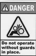 Safety and Instruction Decals WARNING Always discount the main power from the machine and lock out the main control panel before working in or around the machine for maintenance or adjustments and