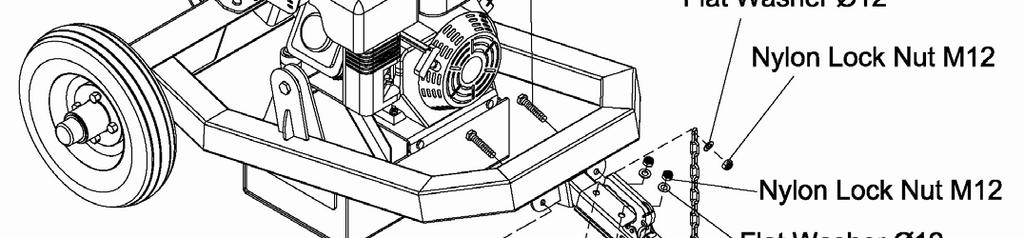 Assembly Instruction 9. Attach the towing coupler. -Fasten the towing coupler to the axle/reservoir/engine assembly with (2) M12x80 bolts, (2) Ø12 Flat Washer and (2) M12 nylon lock nut. Tighten.