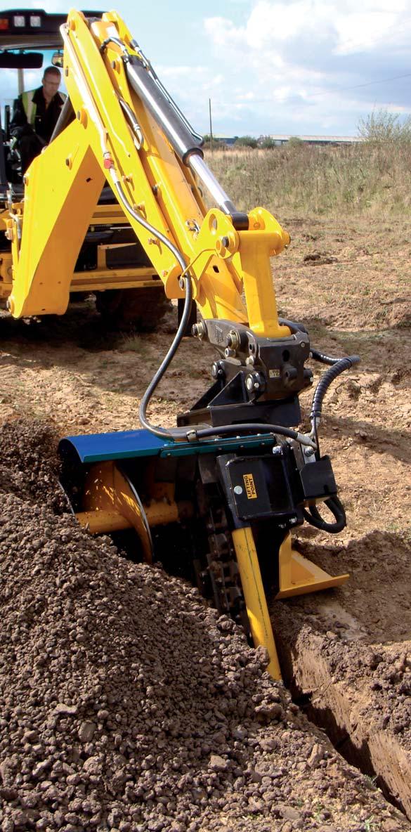 TRENCH DEPTH CAPABILITY Adjustable Depth-control Skid allows for 3 different depth settings MOUNTING HITCH OPTIONS Two versions of mounting hitches are available; SIDE SHIFT FRAME For Skidsteer