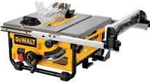 capacity Cast table top ensures accuracy Overload protection system 24 Tooth Saw Blade, Mitre Fence, 2x Blade Spanners, Push Stick 254MM PORTABLE 1850W TABLE SAW DW745-XE Max ripping