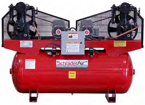 Schrader - Air solutions since 1845 Assembled in USA 5 HP, 7½ HP and 10 HP 2-Stage, 175 PSI Duplex Professional Series Air Compressors Finned After-cooler Finned Innercooler Centrifugal Unloader Cast