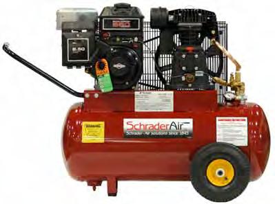 Schrader - Air solutions since 1845 Assembled in USA Briggs & Stratton Gas Powered, 145 PSI and 175 PSI Air Compressors for Contractors Aluminum head and crankcase provides quick heat dissipation