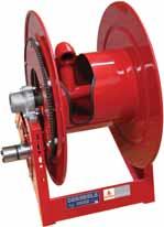 1185-1124-H LARGE CAPACITY HYDRAULIC REWIND HOSE REEL Designed to handle long lengths of large diameter hose for increased volume delivery Working pressures of up to 600psi Low profile outlet rises