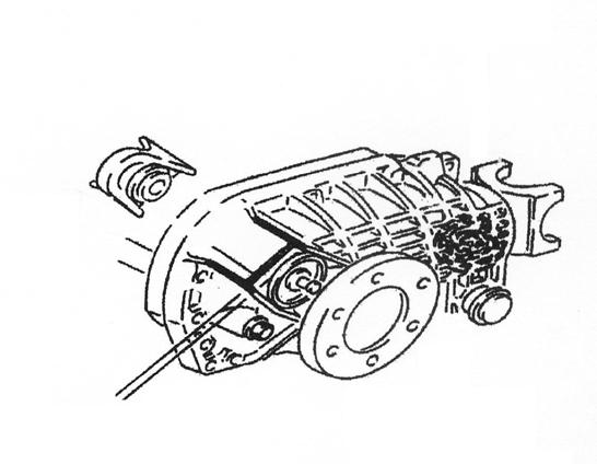 23) Locate the upper mount on front differential housing. Cut off upper mount flush to main case (Illustration 8).