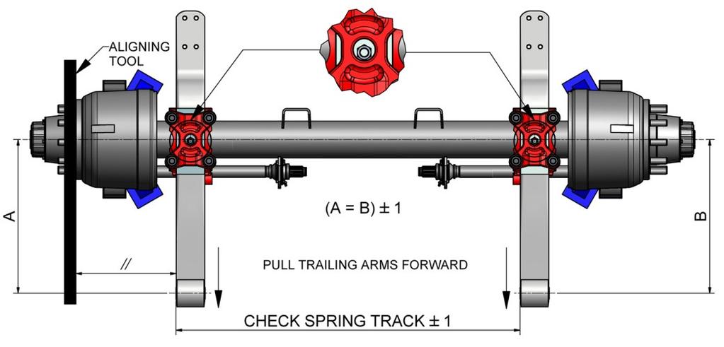 the air suspension with axle to the hangerbrackets and pedestals (follow steps 22-29). 13.
