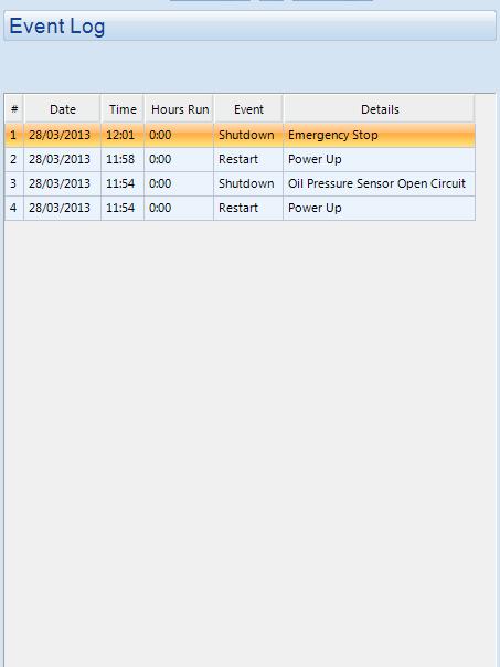 SCADA 3.8 EVENT LOG Shows the contents of the module s event log.