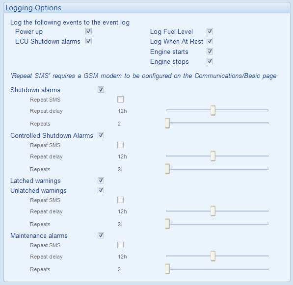 4.2.3 EVENT LOG 4.2.3.1 DISPLAY OPTIONS The module display option allows the operator to choose whether Date and Time or Engine Hours are displayed at the bottom of the Event Log pages. 4.2.3.2 LOGGING OPTIONS The event log can be configured to allow users to select which events are recorded.