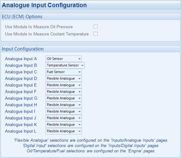 4.4.6 ANALOGUE INPUT CONFIGURATION Depending on selection, the configuration of the intput is done in different locations in the software.