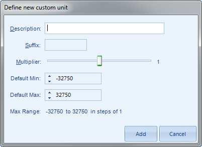 Select the measured quantity: Current Resistive Voltage Click New to define a new custom unit.