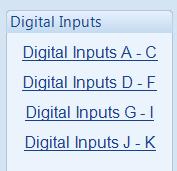10.1.1 DIGITAL INPUTS The Digital Inputs section is subdivided into smaller sections. Select the required section with the mouse.