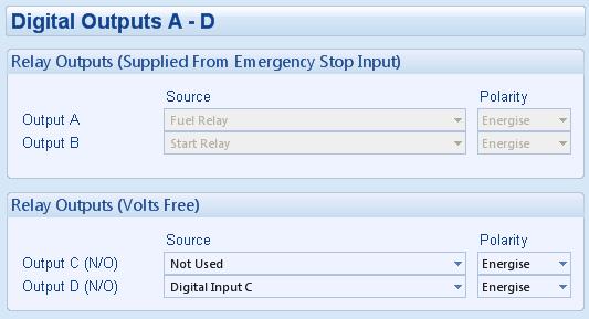 2.4 DIGITAL OUTPUTS The Digital Outputs section is subdivided into smaller sections. Select the required section with the mouse.