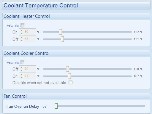 10.4.4 COOLANT TEMPERATURE CONTROL Enable or disable the alarms.