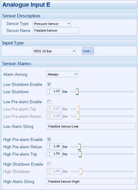 the sensor curve if required. Click and drag to change the setting. Click to enable or disable the option.