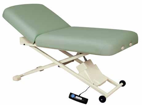 Product Description PX150 Manual Lift-Assist Back Rest control Upholstered Top Self-locking molded rubber feet (2) Accessory attachment outlets Steel Scissor-style powder-coated base with dual