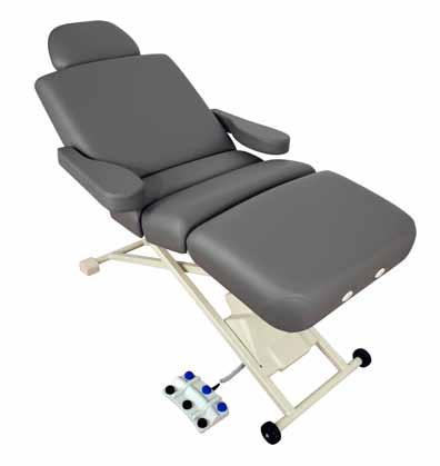 Product Description PX300 Table Extender (accessory) Adjustable Arm Rests (2) (accessory) Manual Lift-Assist Back Rest control Upholstered Top Self-locking molded rubber feet (2) Steel Scissor-style