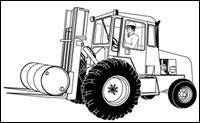 (a) When handling suspended loads: (1) Do not exceed the truck manufacturer s capacity of the rough terrain forklift truck as equipped for handling suspended loads; (2) Only lift the load vertically